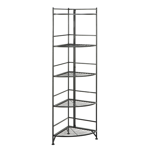 Picture of 5 Tier Folding Metal Corner Shelf With Black Finish