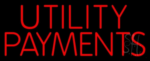 Red Utility Payments Clear Backing Neon Sign 13'' Tall x 32'' Wide