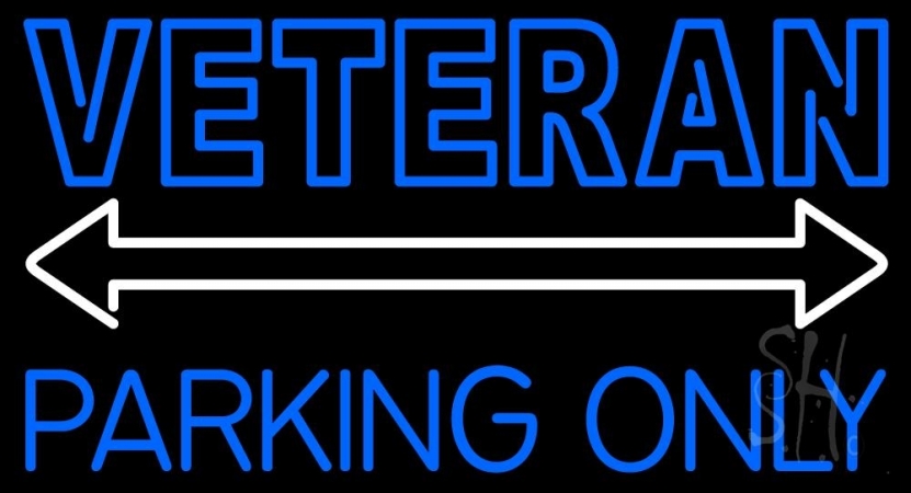 Veteran Parking Only Clear Backing Neon Sign 20'' Tall x 37'' Wide