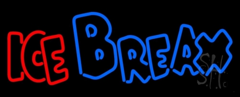 Double Stroke Ice Break Clear Backing Neon Sign 13'' Tall x 32'' Wide