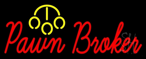 Pawn Broker Logo Clear Backing Neon Sign 13'' Tall x 32'' Wide