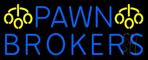 Pawn Brokers Logo Clear Backing Neon Sign 13'' Tall x 32'' Wide