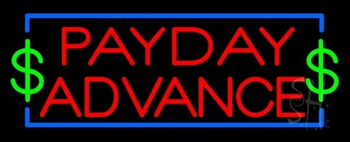 Red Payday Advance Clear Backing Neon Sign 13'' Tall x 32'' Wide