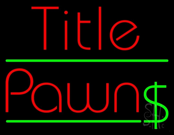 Red Title Pawn Clear Backing Neon Sign 24'' Tall x 31'' Wide