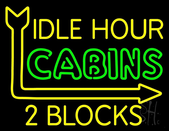 Idle Hour Cabins Clear Backing Neon Sign 24'' Tall x 31'' Wide