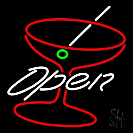 Cocktail Glass Open Clear Backing Neon Sign 24'' Tall x 24'' Wide