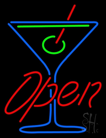 Cocktails Bar Open Clear Backing Neon Sign 31'' Tall x 24'' Wide