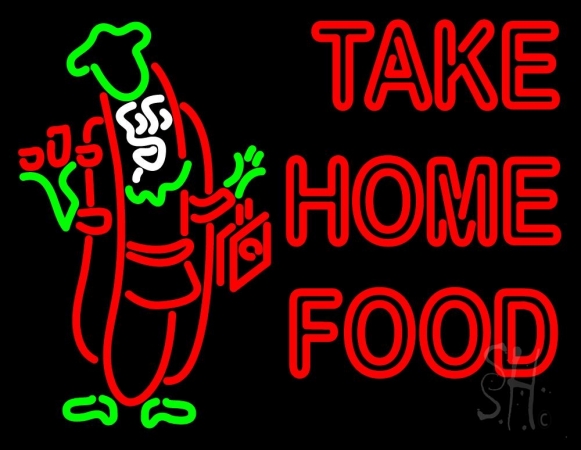 Take Home Food Clear Backing Neon Sign 24'' Tall x 31'' Wide