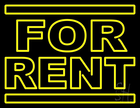 Yellow For Rent Clear Backing Neon Sign 24'' Tall x 31'' Wide