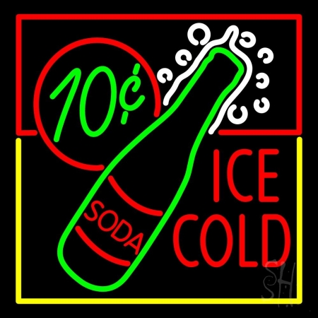 Red Ice Cold Soda Clear Backing Neon Sign 24'' Tall x 24'' Wide