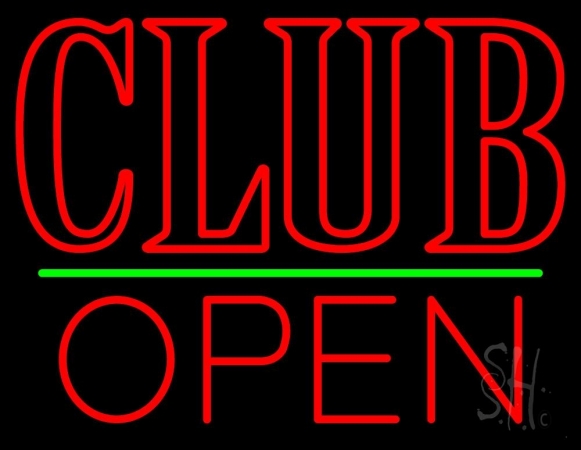 Block Club Open Clear Backing Neon Sign 24'' Tall x 31'' Wide