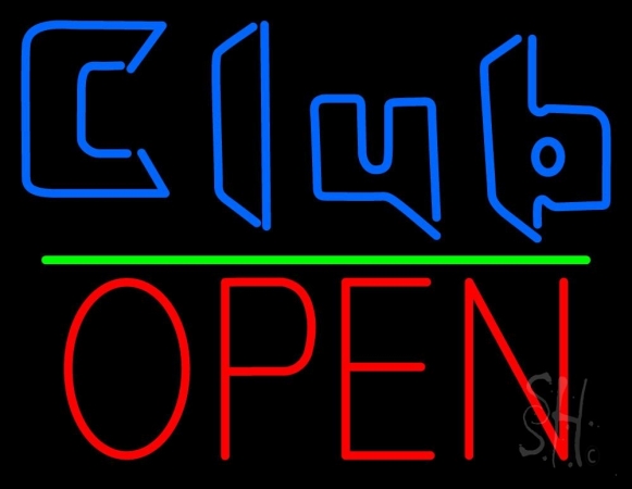 Blue Club Open Clear Backing Neon Sign 24'' Tall x 31'' Wide