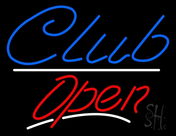 Club Bar Open Clear Backing Neon Sign 24'' Tall x 31'' Wide