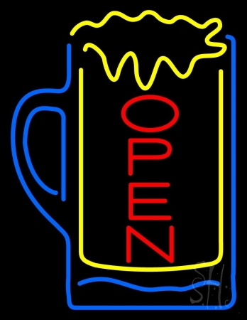 Cocktails Mug Open Clear Backing Neon Sign 31'' Tall x 24'' Wide