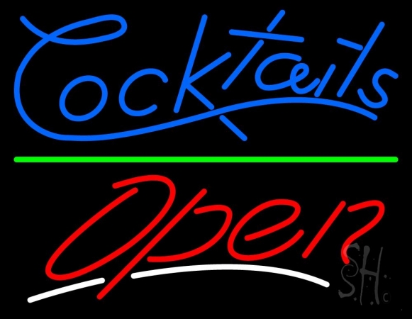 Cocktails Open Clear Backing Neon Sign 24'' Tall x 31'' Wide