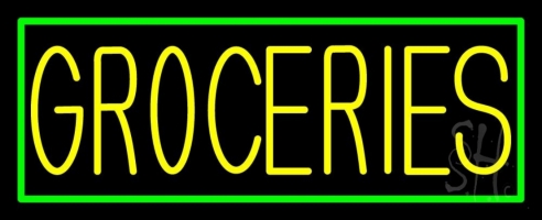Double Stroke Groceries Clear Backing Neon Sign 13'' Tall x 32'' Wide