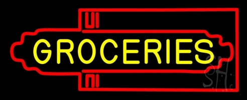 Groceries Art Deco Neon Sign 11'' Tall x 32'' Wide x 3'' Deep