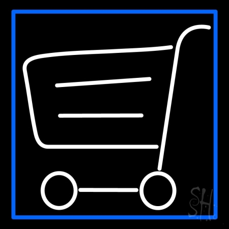 Grocery Trolly Logo Clear Backing Neon Sign 24'' Tall x 24'' Wide