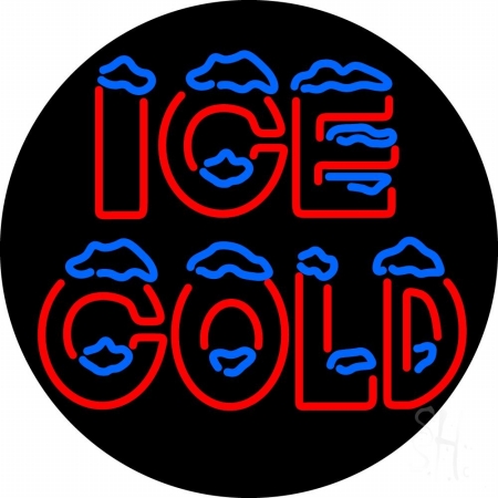 Ice Cold Clear Backing Neon Sign 26'' Tall x 26'' Wide