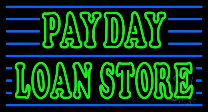 Payday Loan Store Clear Backing Neon Sign 20'' Tall x 37'' Wide