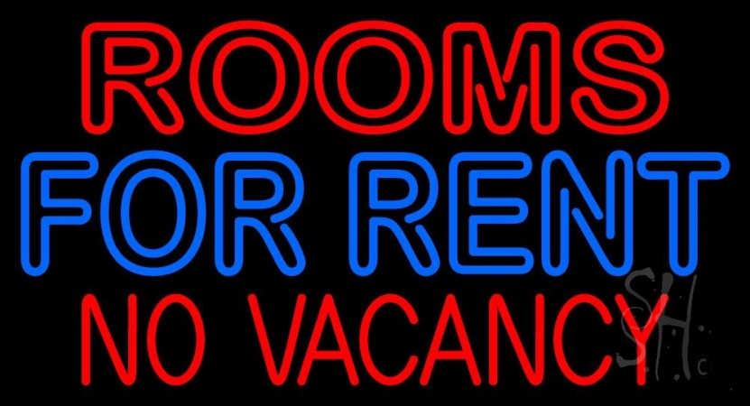 Double Stroke Rooms For Rent Clear Backing Neon Sign 20'' Tall x 37'' Wide
