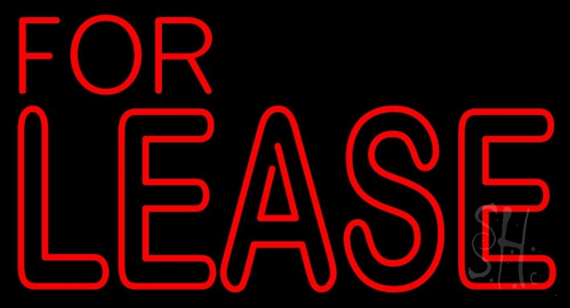 For Lease Clear Backing Neon Sign 20'' Tall x 37'' Wide