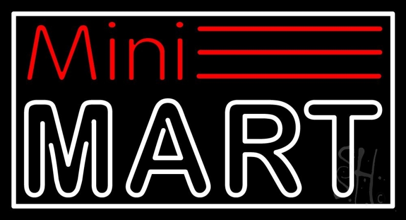 Mini Mart Clear Backing Neon Sign 20'' Tall x 37'' Wide