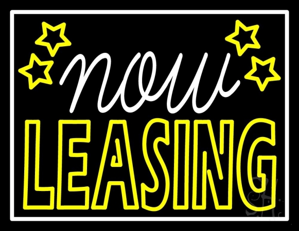 Now Leasing Clear Backing Neon Sign 24'' Tall x 31'' Wide