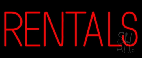 Red Rentals Clear Backing Neon Sign 13'' Tall x 32'' Wide