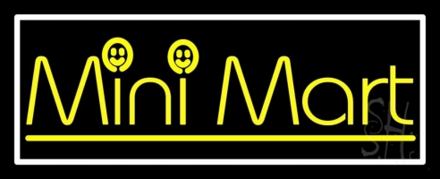 Yellow Mini Mart Clear Backing Neon Sign 13'' Tall x 32'' Wide