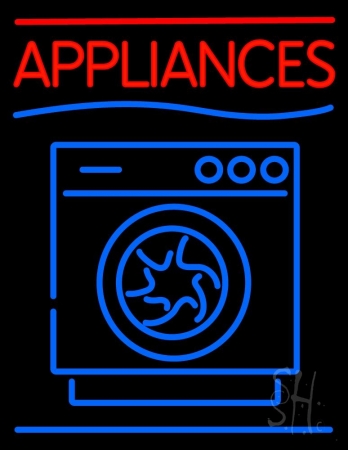 Appliances With Washing Machine Logo Clear Backing Neon Sign 31'' Tall x 24'' Wide