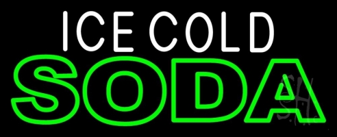 Ice Cold Double Stroke Soda Clear Backing Neon Sign 13'' Tall x 32'' Wide