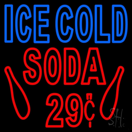 Ice Cold Soda 29 Clear Backing Neon Sign 24'' Tall x 24'' Wide