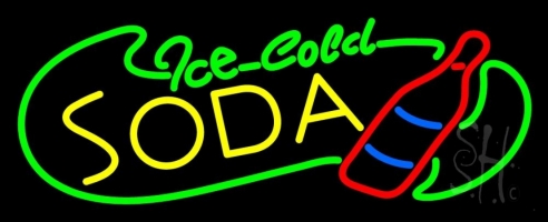 Ice Cold Soda Clear Backing Neon Sign 13'' Tall x 32'' Wide