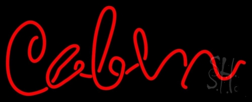 Red Cabin Clear Backing Neon Sign 13'' Tall x 32'' Wide