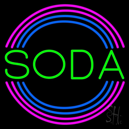 Round Green Soda Clear Backing Neon Sign 24'' Tall x 24'' Wide