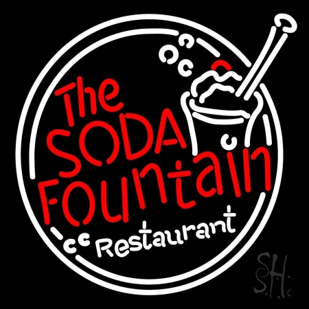 Picture of The Soda Fountain Restaurant Clear Backing Neon Sign 24&apos;&apos; Tall x 24&apos;&apos; Wide