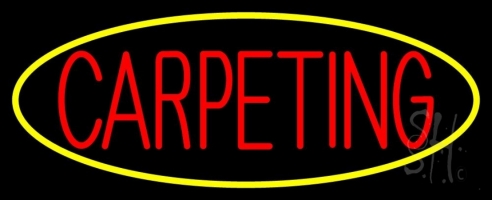 Red Carpeting Yellow Oval Clear Backing Neon Sign 13'' Tall x 32'' Wide