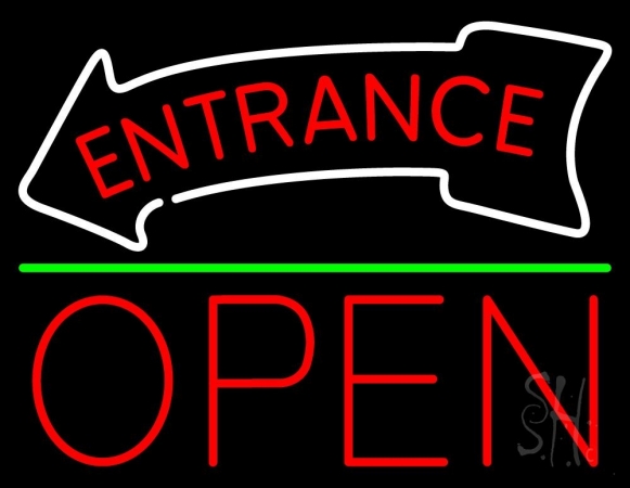 Entrance Open Clear Backing Neon Sign 24'' Tall x 31'' Wide