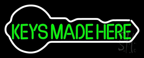 Green Keys Made Here Key Logo Clear Backing Neon Sign 13'' Tall x 32'' Wide