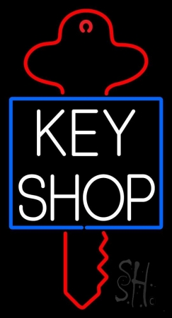 Key Shop Clear Backing Neon Sign 37'' Tall x 20'' Wide