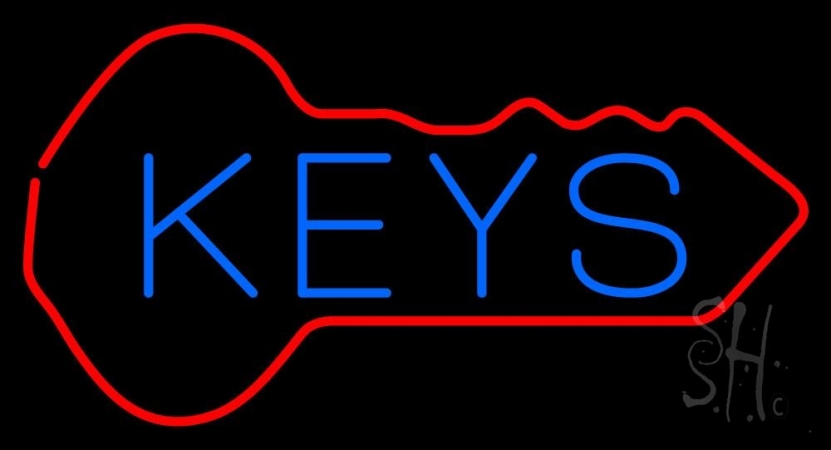 Keys Inside Key Logo Clear Backing Neon Sign 20'' Tall x 37'' Wide