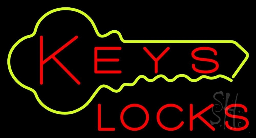 Keys Locks Clear Backing Neon Sign 20'' Tall x 37'' Wide