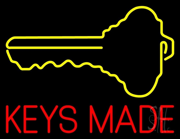 Keys Made With Key Logo Clear Backing Neon Sign 24'' Tall x 31'' Wide