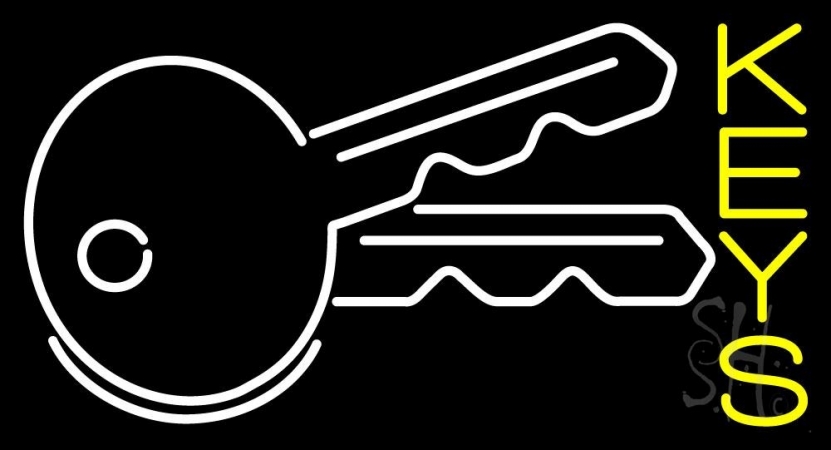 Keys With Key Logo Clear Backing Neon Sign 20'' Tall x 37'' Wide