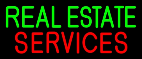 Real Estate Services 1 Clear Backing Neon Sign 10'' Tall x 24'' Wide