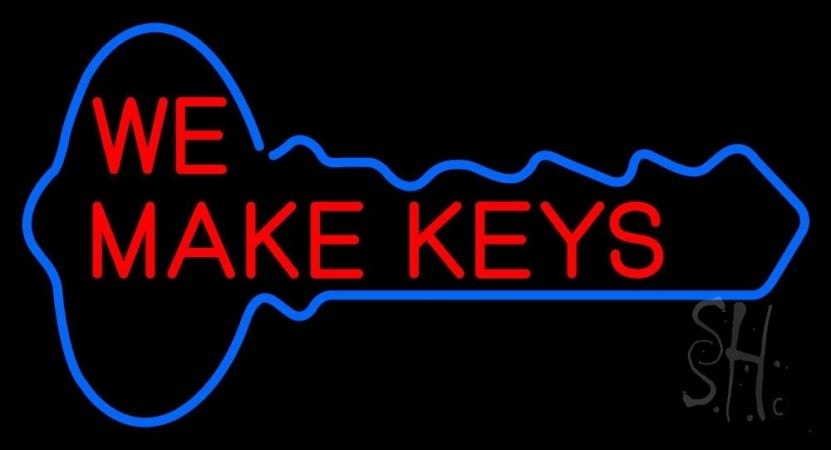 Red We Make Key Clear Backing Neon Sign 20'' Tall x 37'' Wide