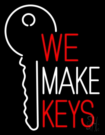 We Make Keys Clear Backing Neon Sign 31'' Tall x 24'' Wide
