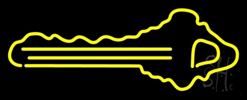 Yellow Key Logo Clear Backing Neon Sign 13'' Tall x 32'' Wide