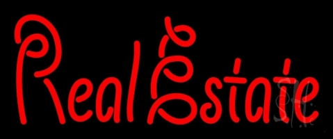 Red Real Estate 3 Clear Backing Neon Sign 10'' Tall x 24'' Wide